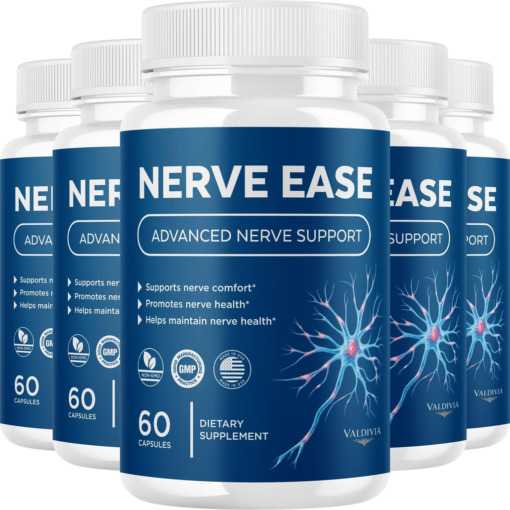 Valdivia (5 Pack) Nerve Ease Capsules - Official NerveEase Supplement, Premium Formula, Natural Vitamins for Health & Wellness - 300 Capsules for 5 Months