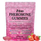 Itiban Pheromone Gummies for her, Women Slippery Elm, Enhance Charm, Supports Balance, Confidence & Social Vibe, Vegan, Non-GMO, Gluten-Free, Strawberry Flavor, 60 Gummies