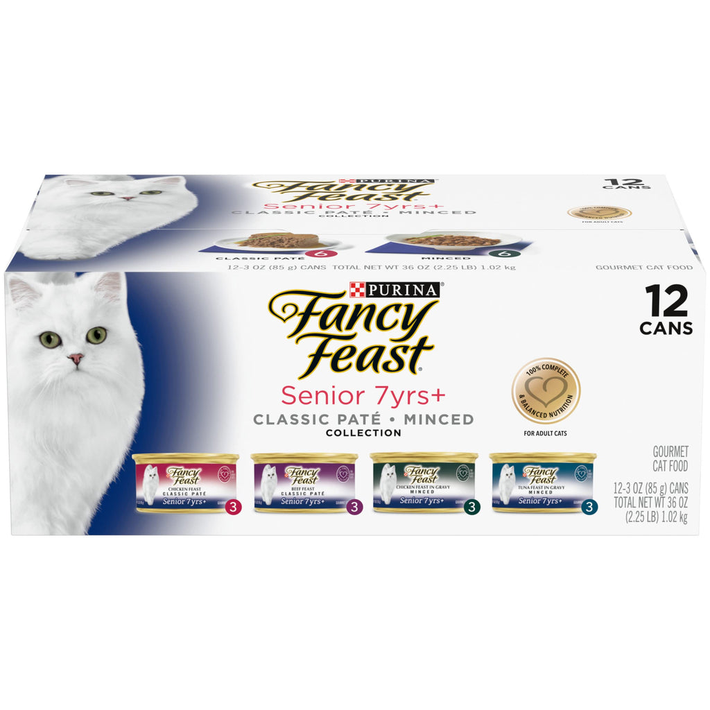 Purina Fancy Feast Senior 7+ Wet Cat Food Variety Pack, 3 oz, 24-Pack