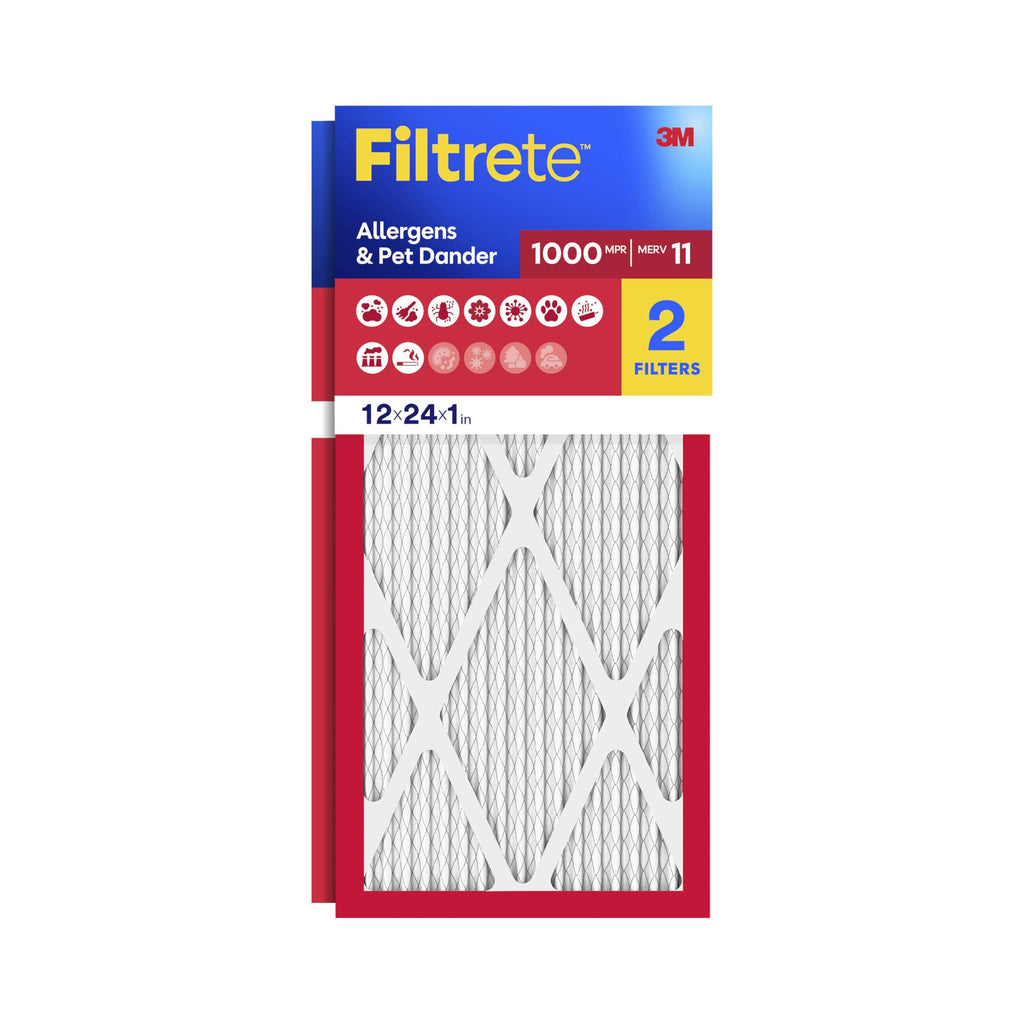 Filtrete 12x24x1 Air Filter, MERV 11, MPR 1000, 2 HVAC Filters