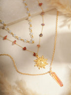 Layered Crystal Sun Necklace, Gothic Boho Hippie Summer Beach Necklace