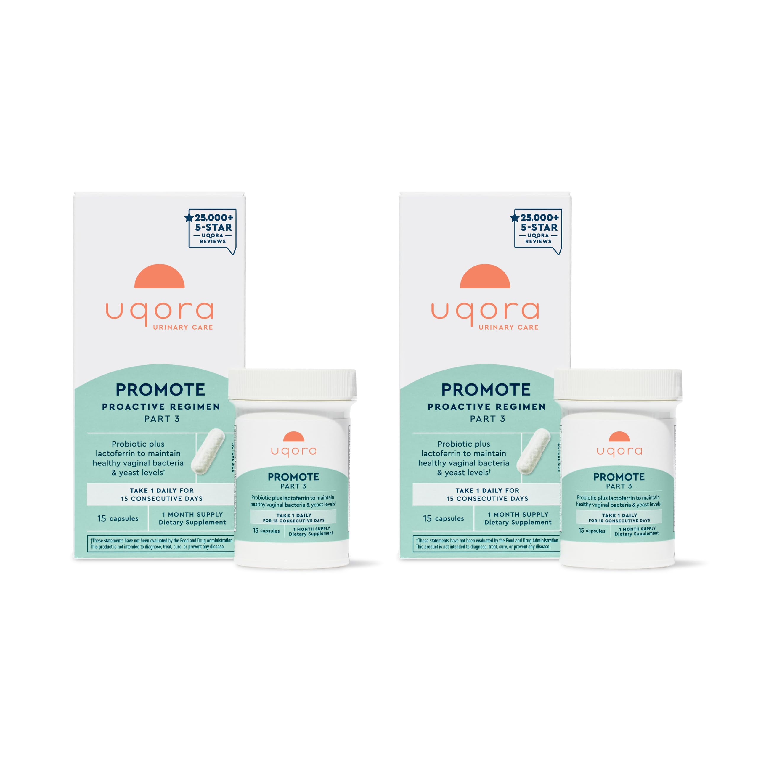 Uqora Promote - Support Vaginal Health* - Probiotic for Women with Lactoferrin, Lactobacillus Acidophilus & Lacticaseibacillus Rhamnosus - Vaginal Probiotics - Gluten-Free - 30 Capsules (2 Pack)