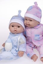 JC Toys Twins 13" Realistic Soft Body Baby Dolls Berenguer Boutique | Twins Gift Set with Removable Outfits and Accessories | Pink and Blue | Caucasian | Ages 2+