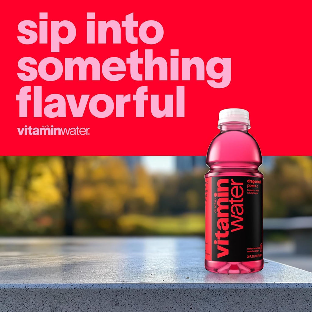 vitaminwater Power-C Dragonfruit, Flavored Water Beverage Bottles, 20 fl oz, 12 Pack