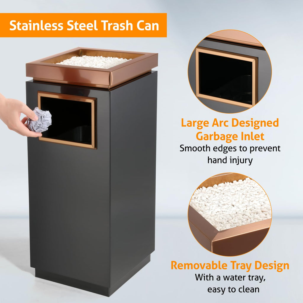 WICHEMI Commercial Outdoor 7 Gallon Trash Can with Lid Stainless Steel