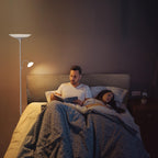 SIBRILLE Sliver Gray Torchiere Floor Lamp with Reading Light, 4 Color Temperatures, Dimmable & Individual Light Control Standing Lamp, 34W Bright Tall Lamp with Remote for Living Room Bedroom Office
