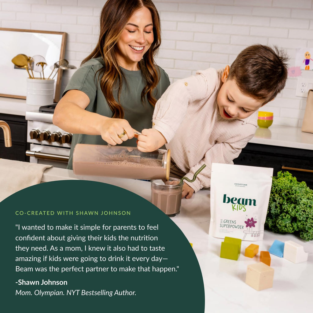 Beam Kids Multivitamin Powder – Kids Vitamins with Greens, Probiotic & Prebiotic, Immune Support for Children & Toddlers, No Artificial Sweeteners, For Picky Eaters, 20 Servings, Chocolate Chip Cookie