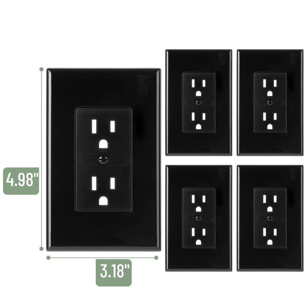 Bates- Duplex Wall Plate, 10 Pack, Black, Electrical Outlet Cover Plates