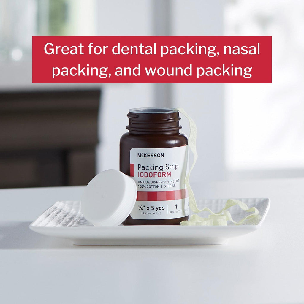 McKesson Packing Strip, Sterile, Iodoform, 100% Cotton, 1/4 in x 5 yds, 12 Count
