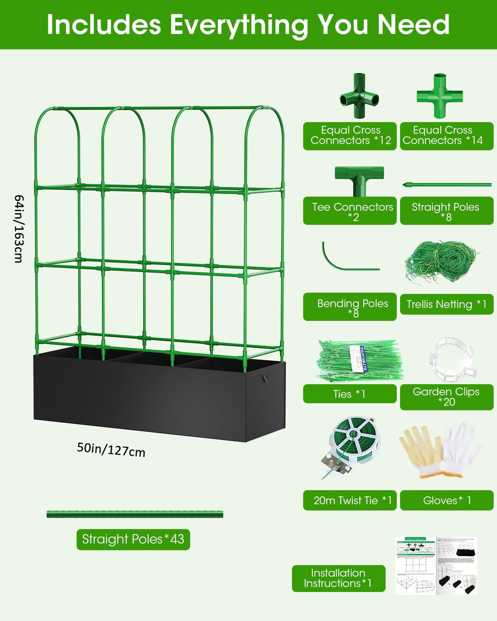 Cucumber Trellis with for Climbing Plants, Garden Trellis with Grow Bags, Metal Plant Trellis with Garden Netting for Vegetables Flowers Fruits (U-4 Arches)