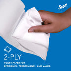 Scott Professional 100% Recycled Fiber High-Capacity Jumbo Roll Toilet Paper, Bulk (67805), 2-Ply, Septic Safe, White, Non-Perforated (12 Rolls at 1,000' Each, 12,000'/Case)