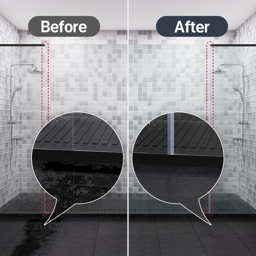 AmazerBath 5 PCS Shower Door Side Seal Strip for 3/8 Inch Glass - 15.75 Inches Long x 5, 5 Sections Segmented Shower Installation Kit, Frameless Glass Door Seal Strip