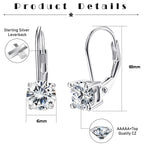 Milacolato 925 Sterling Silver Leverback Drop Earrings for Women,Round CZ
