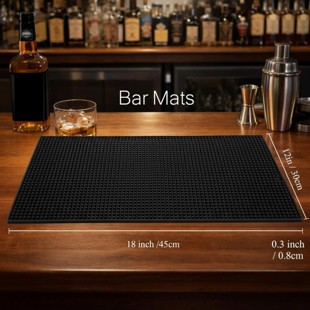Tioncy 2 Pcs Bar Mat 18 X 12 Inch Black