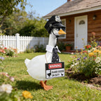 yuboo 4Pcs Police Officer Porch Goose Outfit, Funny Guard Goose Clothes for 23 Inch Large Geese, Includes Hat Sunglasses Tie & Warning Sign, 4th of July Summer Garden Yard Decor