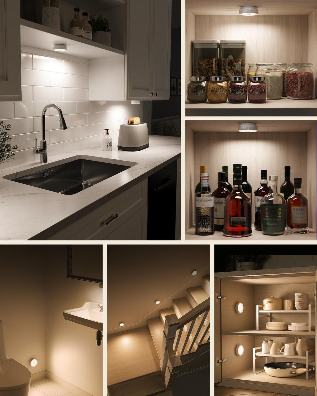 EZVALO 4 Pack Motion Sensor Closet Lights with Charging Station, 1200mAh Rechargeable LED Under Cabinet Lighting, Puck Light, Dimmable, 3 Color Temps, Magnetic, Stick-On for Kitchen, Closet, Stairs