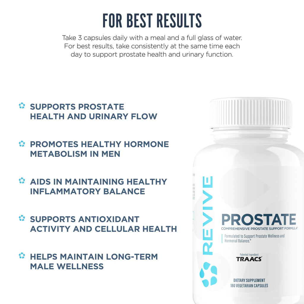 Revive MD Prostate Supplements for Men – Maintain Healthy Prostate-Specific Antigen (PSA) & Estrogen Levels and Urinary Flow – with Saw Palmetto & Beta Sitosterol for Prostate Health (60 Servings)