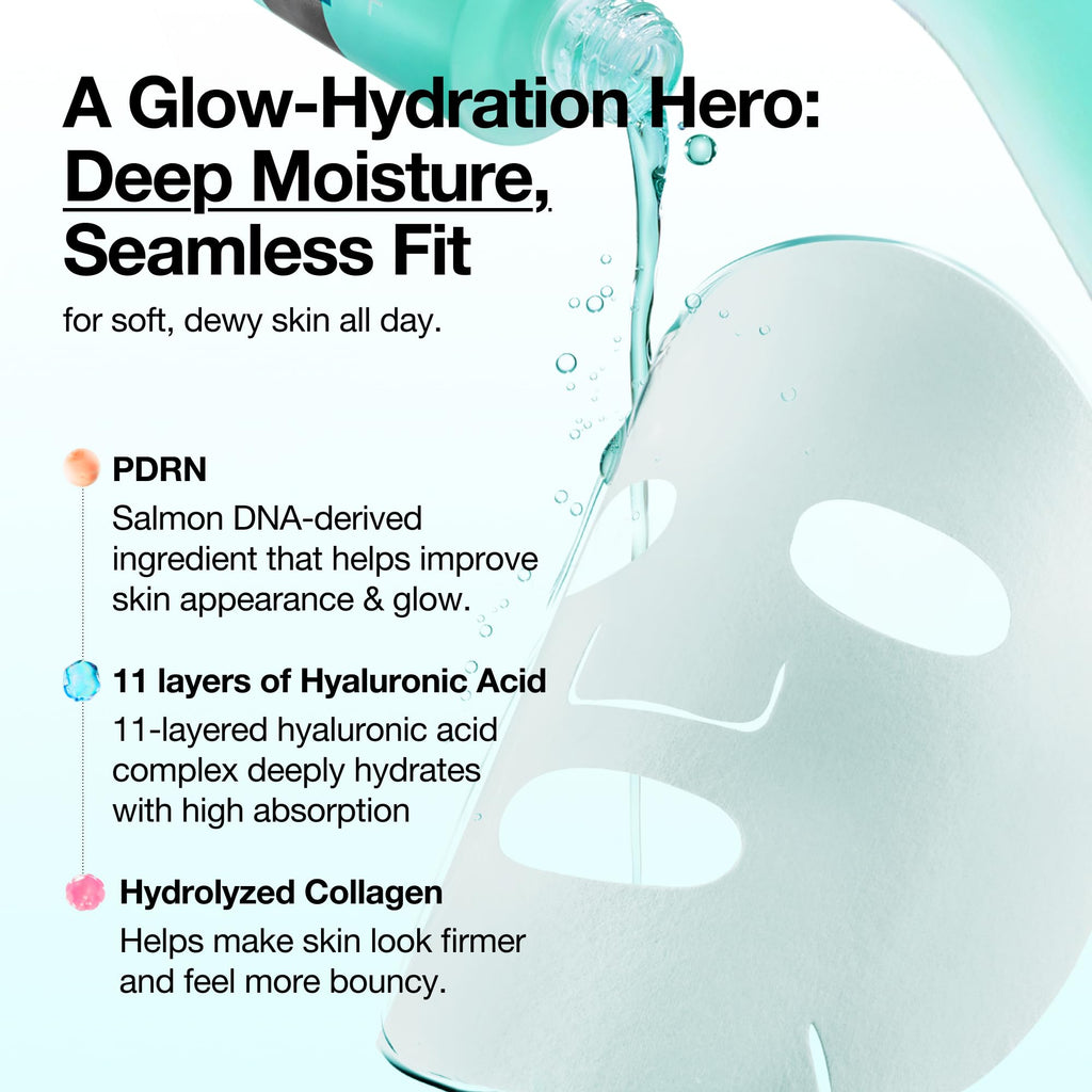 ANUA PDRN Hyaluronic Acid Capsule 100 Serum Mask, everyday glow korean sheet mask with Salmon PDRN, Hyaluronic acid, Collagen, Self home care facial mask for glass skin, Korean skin care (10EA)