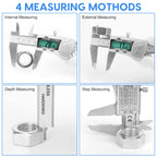 Digital Caliper Measuring Tool, IP54 Waterproof Electronic Micrometer Caliper, Stainlee Steel Vernier Caliper with Large LCD Screen, Inch Metric Fraction Conversion, 6 Inch for Household/DIY