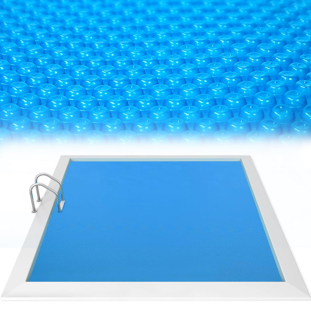 Outvita Solar Pool Cover, 8 Mil Blue Heavy Duty Rectangle Solar Blanket Heaters for Above-Ground and In-Ground Pools(9' x 18')