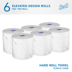 Scott Professional High-Capacity Hard Roll Paper Towels, Bulk (02001), Hardwound, Elevated Design, Absorbency Pockets, White, for ScottBrand Purple Core Dispensers (6 Rolls at 950' Each, 5,700'/Case)
