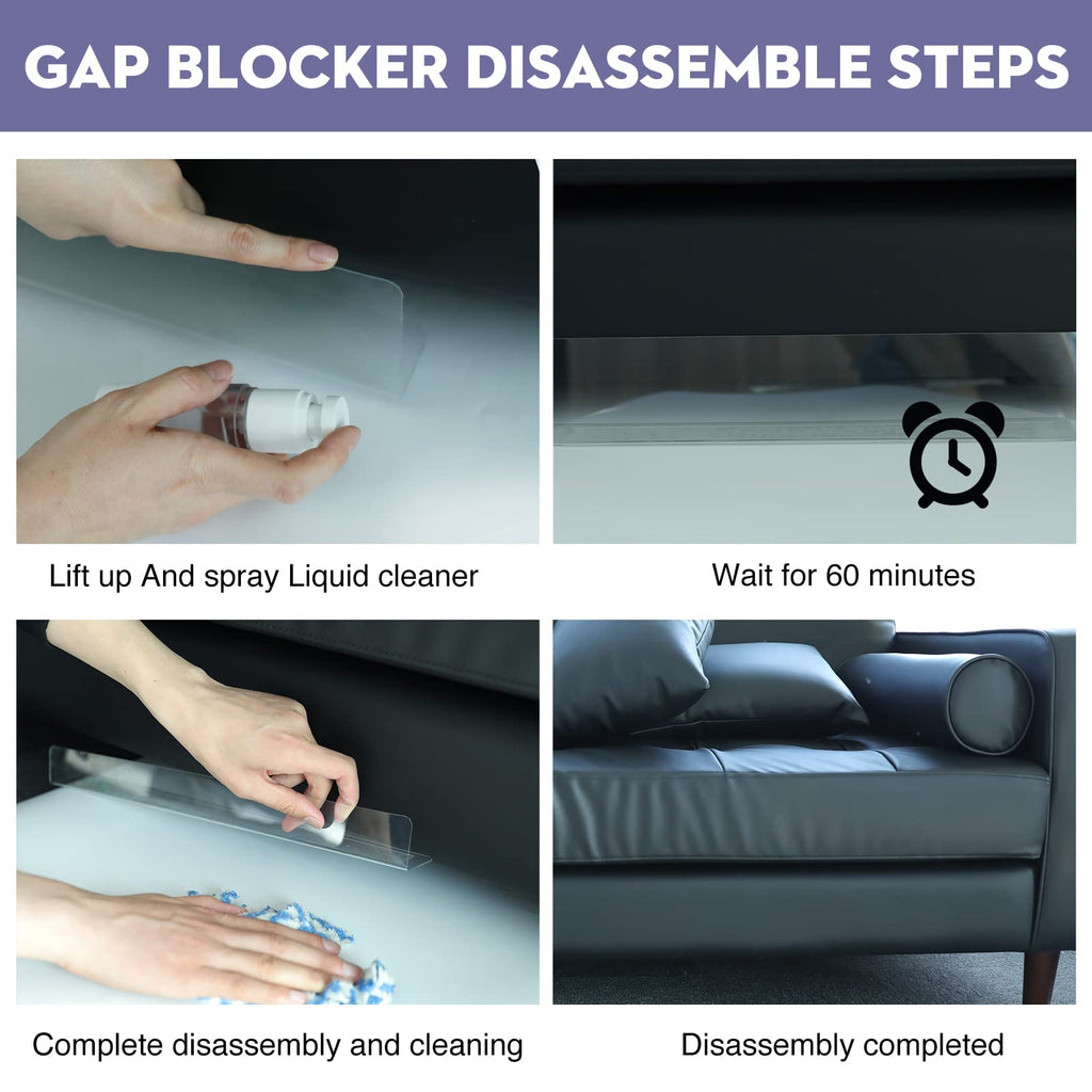 RowinsyDD 16 Pack Toy Blocker for Furniture, Clear Under Couch Blocker, Stop Things Going Under Sofa or Bed, 16" L x 1.6" H, Adjustable Gap Bumper for Furniture with Strong Tape