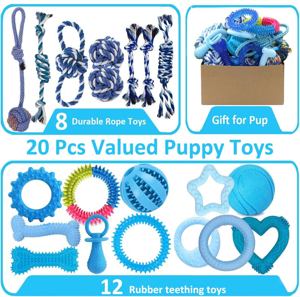 Beiker 20 Pack Puppy Chew Toys, Dog Teething Toys for Puppies Small Dogs