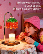 Strawberry Candle Warmer Lamp with Timer Dimmer, Adjustable Height Christmas Birthday Gifts for Women Mom House Warming Gifts New Home Bedroom Decor, Cute Candle Warmer Light for Jar Candles