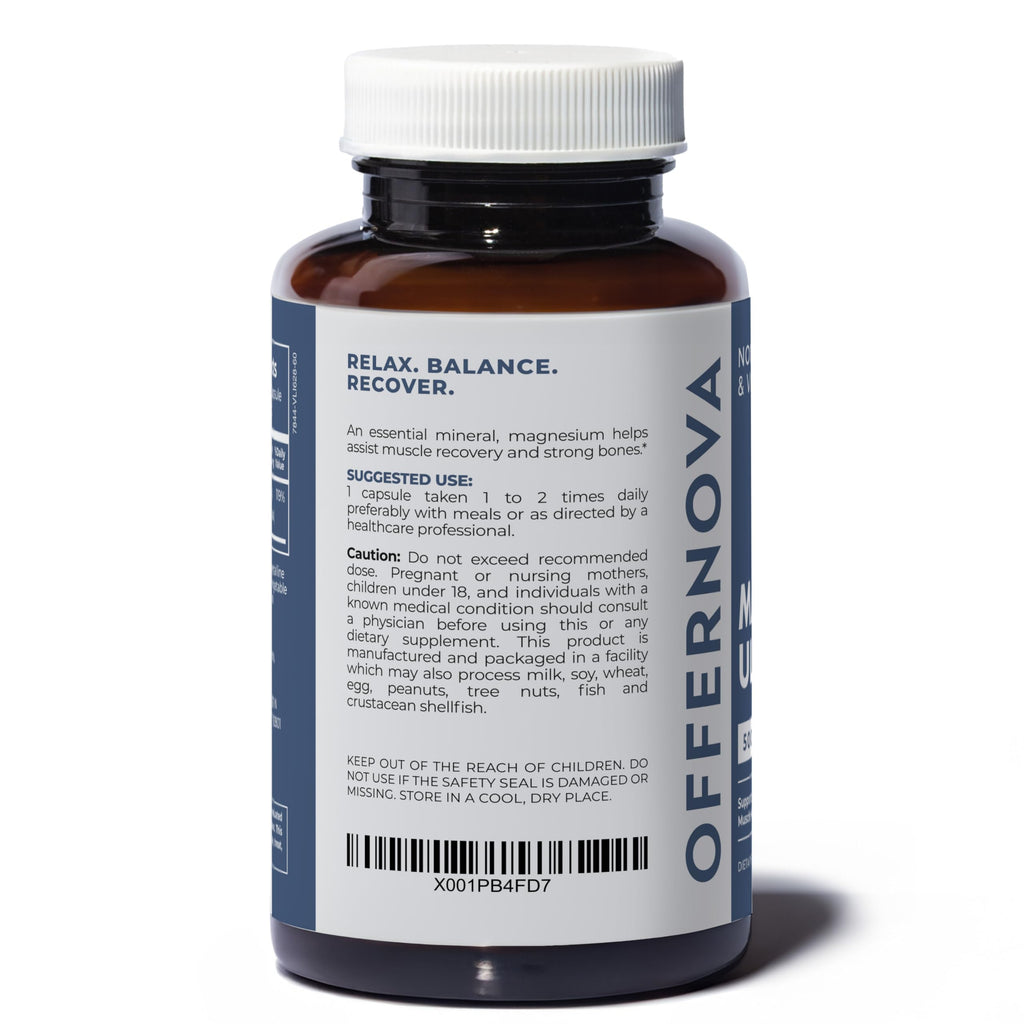 Offernova Magnesium Ultra - High Absorption 500mg Vegan Magnesium Citrate & Oxide Complex - Boost Sleep, Digestion & Muscle Health for Men & Women – Constipation Relief - Citrato de Magnesio