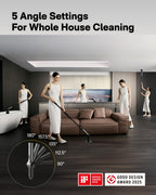HOTO Flexi™ Cordless Electric Spin Scrubber, Adjustable Angle, Extendable Handle, Smart Display, IPX7 Waterproof, Powerful Cleaning Scrubber with 8 Replaceable Brush Heads, for Bathtub, Bathroom, Tile