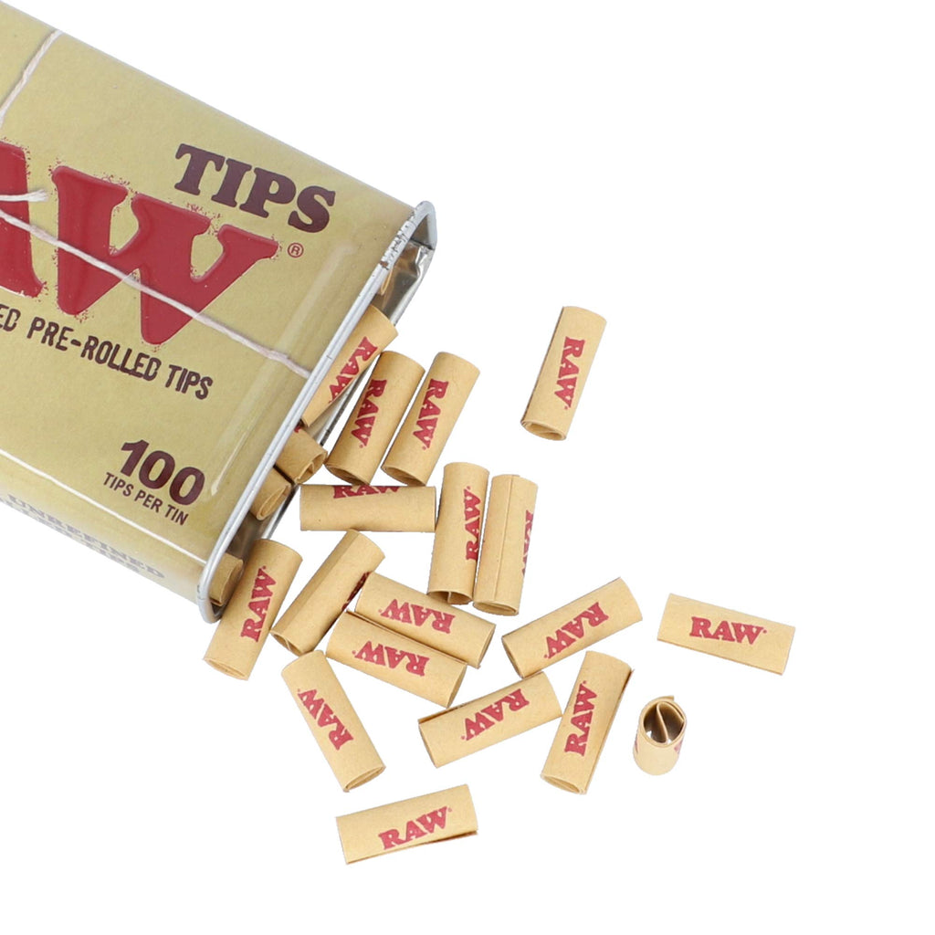 RAW Natural Unrefined 100 Tip Pre-Rolled Tin - (6)