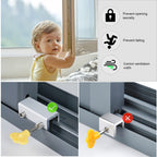 Window Locks,12 Sets Sliding Security Window Lock with Key for Vertical & Horizontal Sliding Windows & Sliding Doors, Adjustable Window Locks Security Window Stoppers for Patio Bedroom Home and Office
