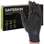 SAFESKIN Black Nitrile Disposable Gloves Powder Free Latex Free Tattoo, Food Prep, Auto Salons, Cleaning, Law Enforcement, 3.5 mil, Size Large, Case of 1000