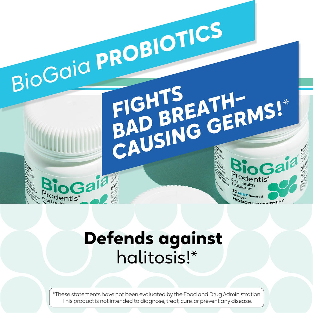 BioGaia Prodentis | Oral Probiotics | Promotes Healthy Gums & Teeth | Defends Against Bad Breath & Dental Problems | Improves Oral Health | Mint Flavored | 30 Dental Probiotic Lozenges