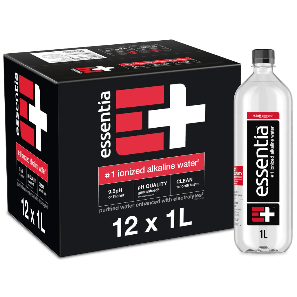 Essentia Ionized Alkaline Water, 9.5+ pH, 99.9% Pure, 12 x 1L