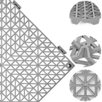 ToLanbbt Modular Interlocking Cushion 18P 11.8" x 11.8" Interlocking Rubber Floor Drain Holes Non-Slip Splicing Drainage Mats for Deck, Shower, Kitchen, Drain Pool, Sauna Bath, Indoor Outdoor (Grey)