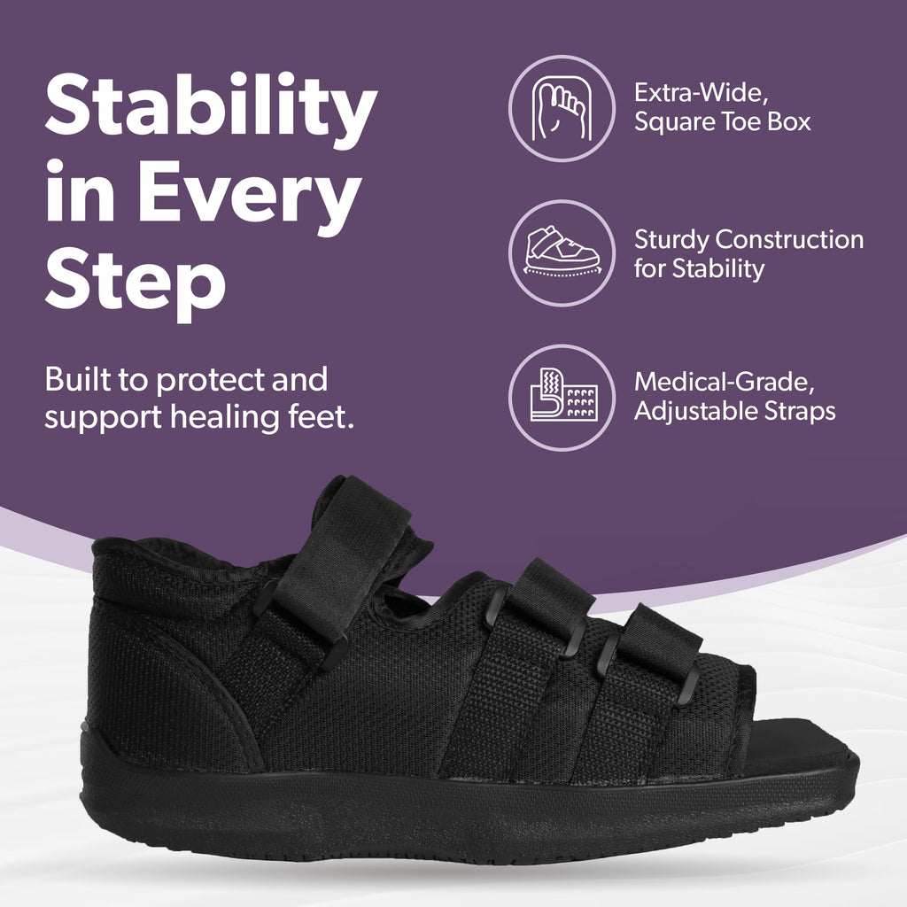 BraceAbility Post Op Shoe - Adjustable Orthopedic Medical Walking Boot for Broken Foot, Broken Toe, Stress Fracture and Injuries, Universal Cast Shoe for Men and Women After Foot Surgery (M - Female)