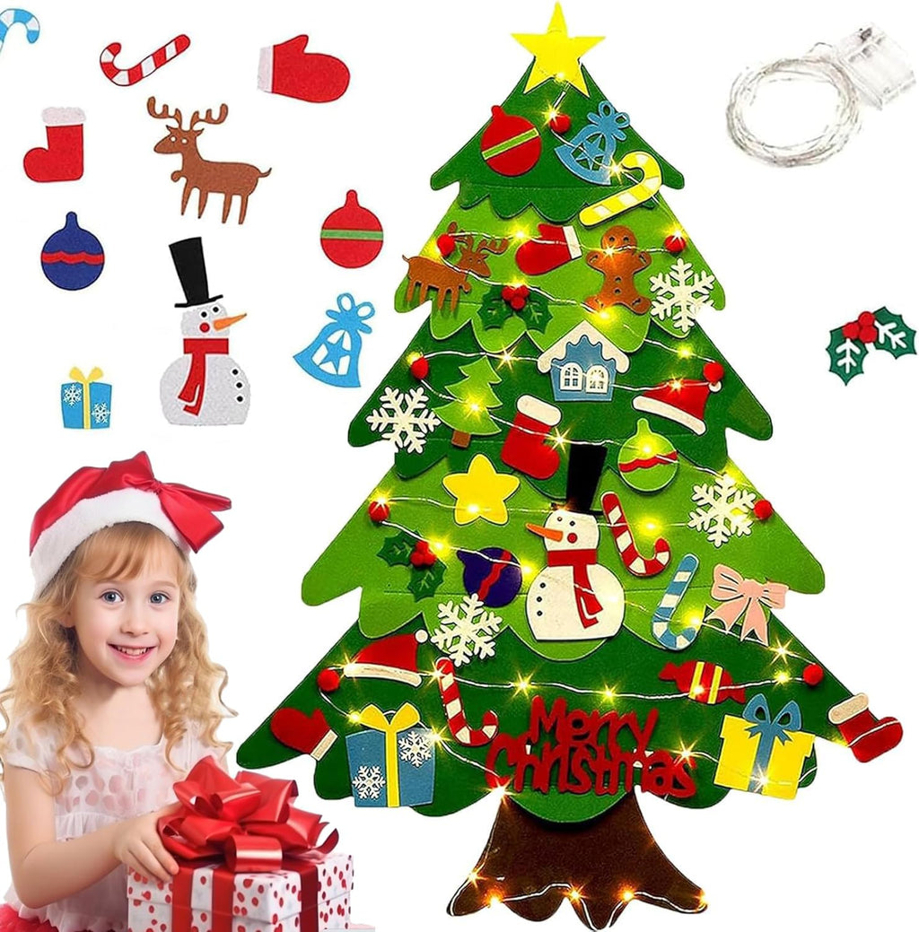 Montessori Felt Christmas Tree for Toddlers, Felt Christmas Tree for Kids, 2026 New Oversized Hanging Xmas Gifts, with Lights