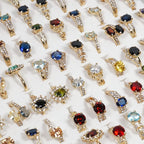 50PCS Fashion Wholesale Lots,Bulk Rings Colorful Rhinestone Ring