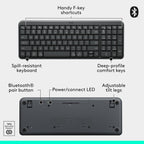 Logitech K250 Compact Wireless Bluetooth Keyboard with Number Pad, Graphite