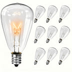 Konictom ST38 Edison Incandescent Replacement Light Bulbs, 7W 2200K Clear Glass C7 E12 Screw Base Bulbs, 23 Lumens, 10 Pack for Outdoor String Lights, Patio, Garden and Wedding Decor
