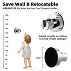 Marbrasse 3-Settings Handheld High Pressure Showerhead with ON/Off Full Shutoff Push Button,Water-saving Camping Shower with Adjustable Angle(Vacuum Suction Shower Head Holder+5 Feet Shower Hose)