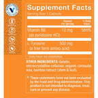 The Vitamin Shoppe L-Tyrosine 500mg - Mental Focus & Stress Support | Free-Form Amino Acid | 300 Capsules | Cognitive Health