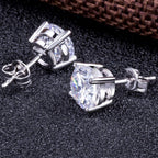Mens Earrings Stud Sterling Silver Men Earrings 7mm 925 Silver Cubic Zirconia CZ Studs Jiahanzb