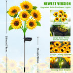 ostritec Sunflower Solar Lights Outdoor Decor, 6 Pack Solar Garden Decor Waterproof Solar Sunflower Outdoor Lights for Garden Patio,Flower Bed, Pathway, Gift for Women, Mom, Grandma (6 Pack)