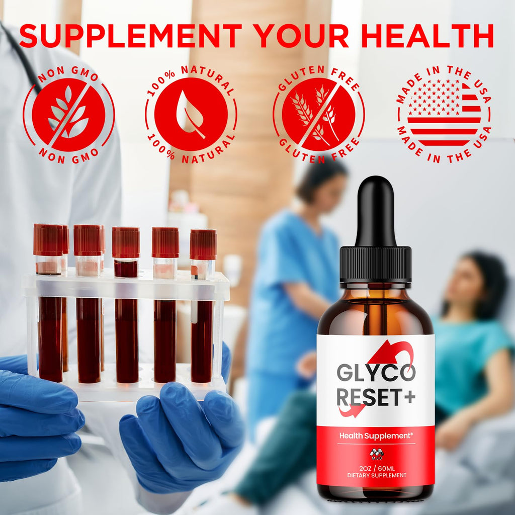 Glyco Reset Drops, Official GlycoReset Drops with All Natural Ingredients, Advanced Overall Health and Wellness Vitamin Formula Maximum Strength Active Lifestyle Multivitamins Support (30 Servings)