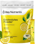 KEY NUTRIENTS Electrolytes Powder Packets - Multivitamin Lemonade 20 Pack Hydration Packets - Travel Hydration Powder - Improved Refreshing Taste - Made in USA - No Sugar, No Calories, Gluten Free