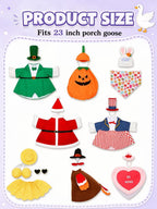 8 Set Holiday Porch Goose Outfits, All Seasons Bundle for 4th of July, Fall, Halloween, Christmas Decor, Valentine, St. Patrick's Day, Easter, Summer,Lawn & Indoor Outdoor, Fits 23 Inch (No Goose)