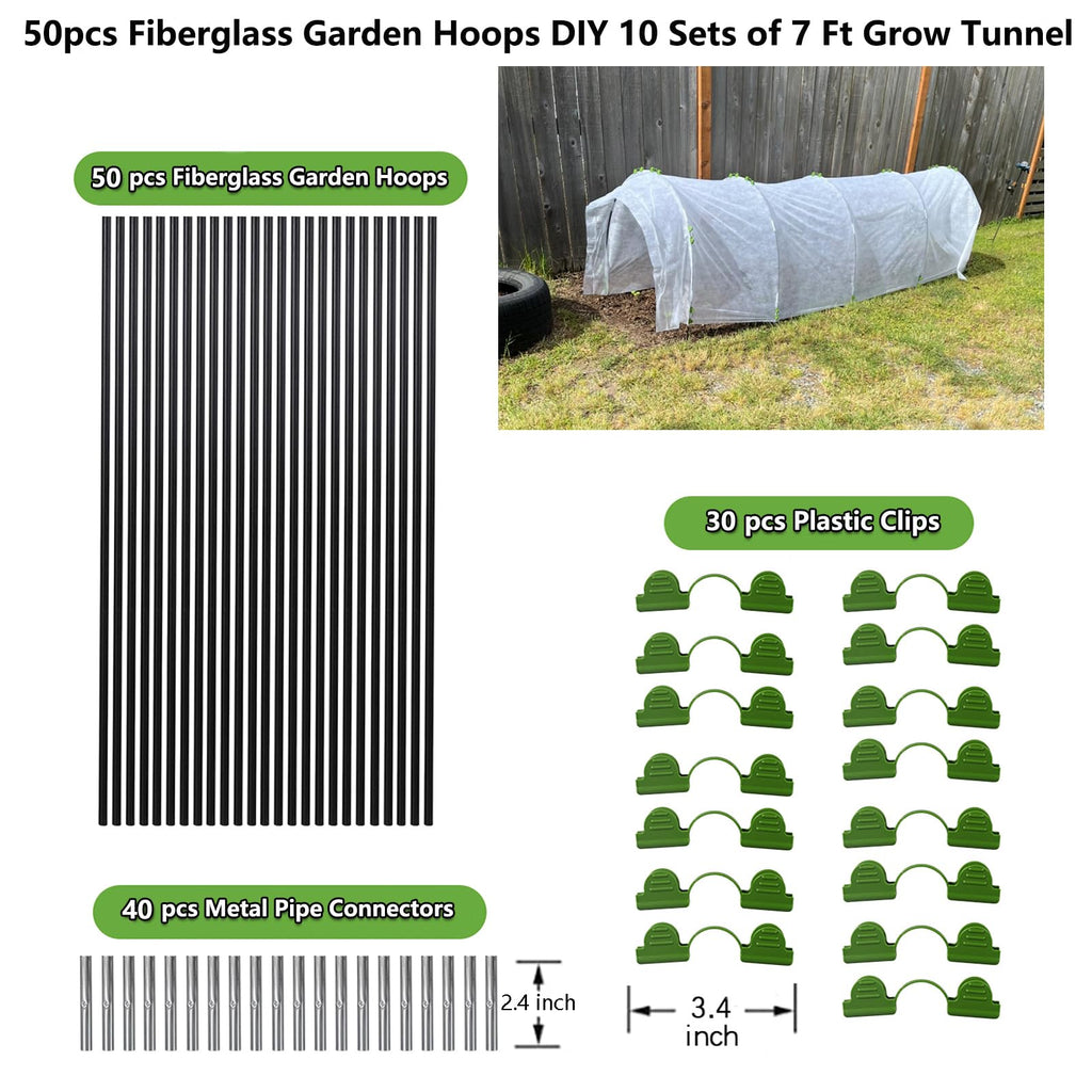 Greenhouse Hoops Grow Tunnel, 10 Sets 7FT Garden Hoops