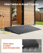 VEVOR 4" Rise Rubber Threshold Ramp, 3 Channels Cord Cover Door Ramp, No-Slip Surface, 2200 Lbs Load Capacity Rubber Ramp for for Home Doorways Driveways Curb Home Steps, 41.8" L x 24" W x 4" H